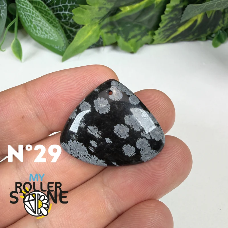5A Gebohrter Schneeflocken-Obsidian-Anhänger