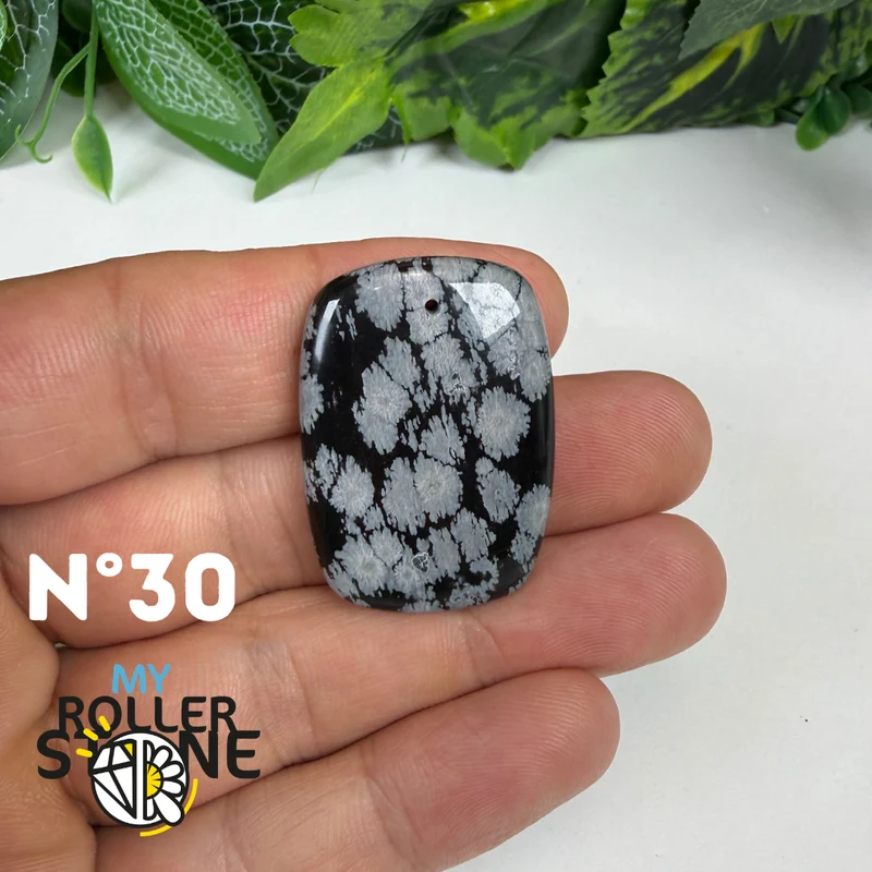 5A Gebohrter Schneeflocken-Obsidian-Anhänger