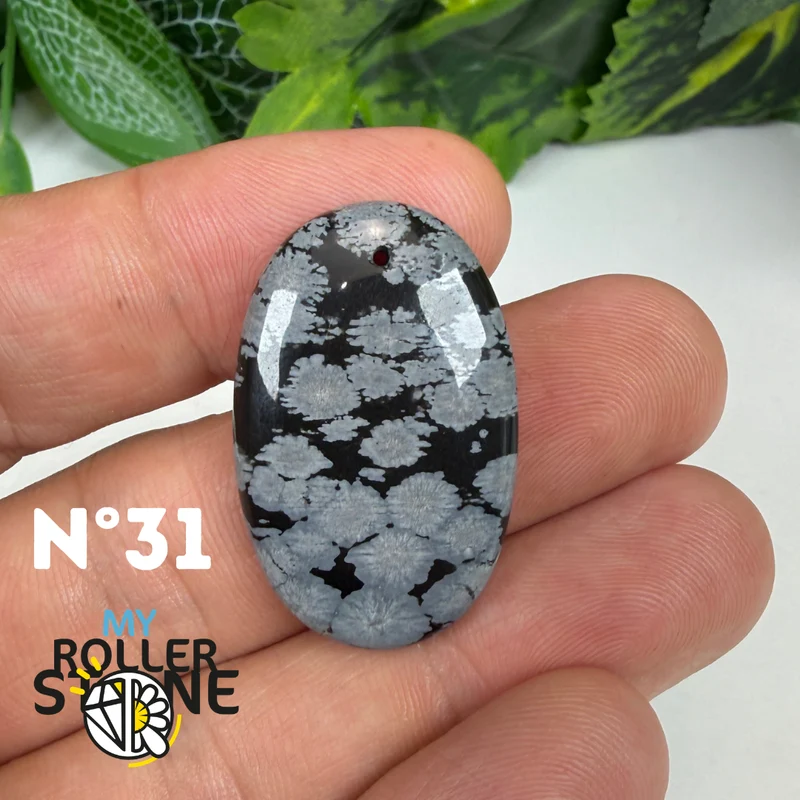 5A Gebohrter Schneeflocken-Obsidian-Anhänger