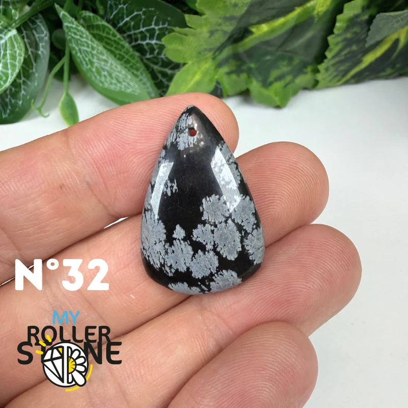 5A Gebohrter Schneeflocken-Obsidian-Anhänger