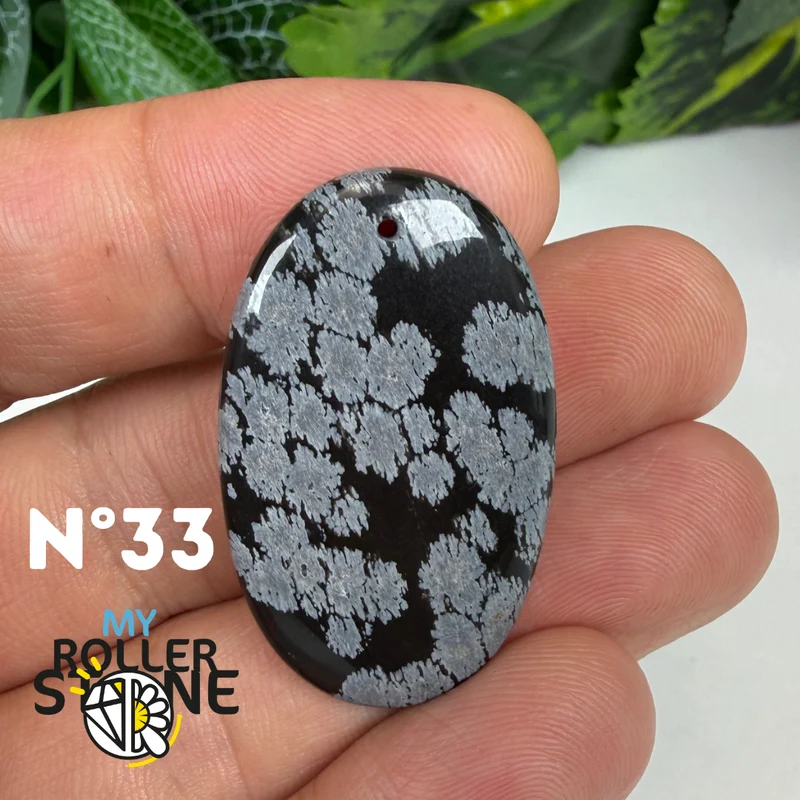 5A Gebohrter Schneeflocken-Obsidian-Anhänger