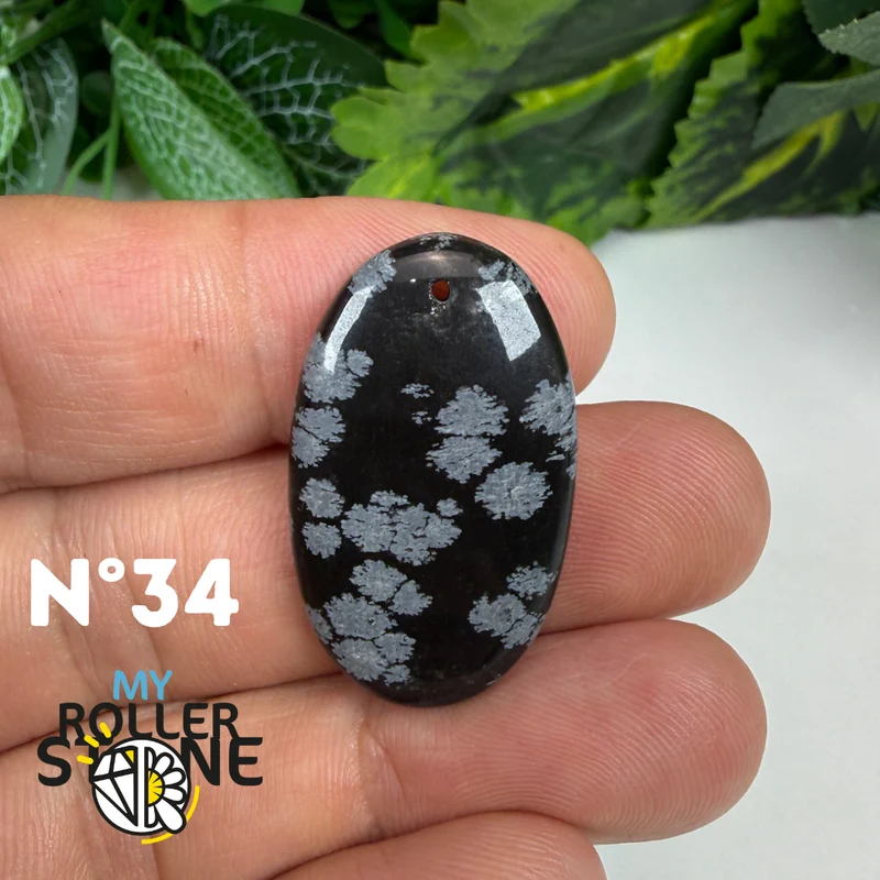 5A Gebohrter Schneeflocken-Obsidian-Anhänger