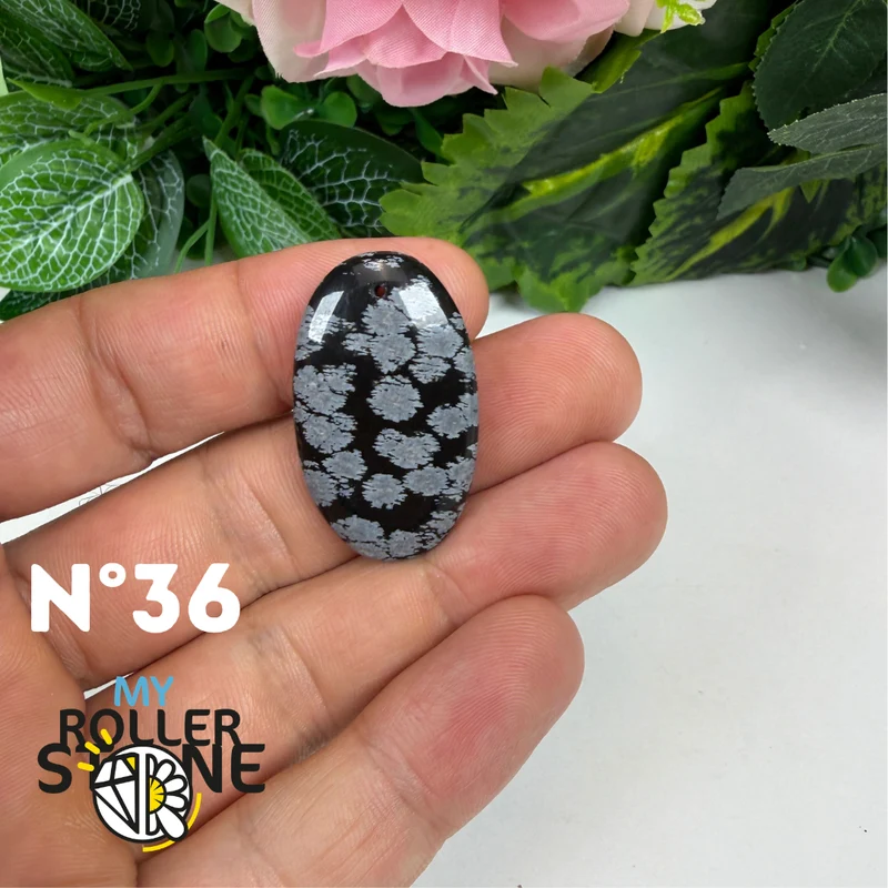 5A Gebohrter Schneeflocken-Obsidian-Anhänger