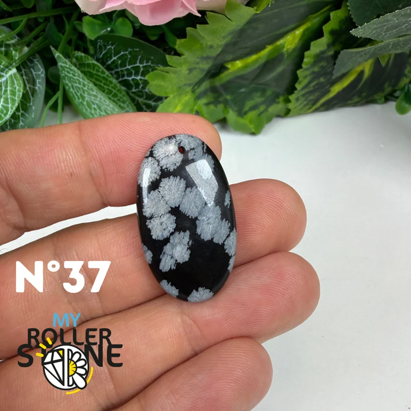 5A Gebohrter Schneeflocken-Obsidian-Anhänger