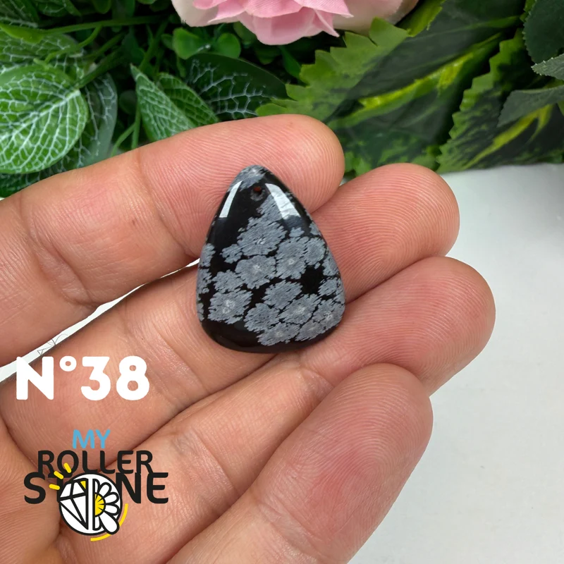 5A Gebohrter Schneeflocken-Obsidian-Anhänger