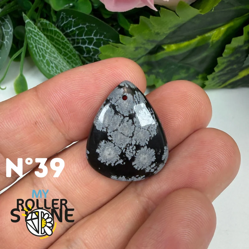 5A Gebohrter Schneeflocken-Obsidian-Anhänger