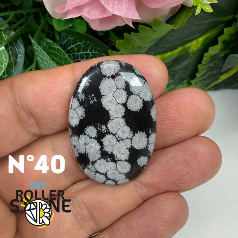 5A Gebohrter Schneeflocken-Obsidian-Anhänger