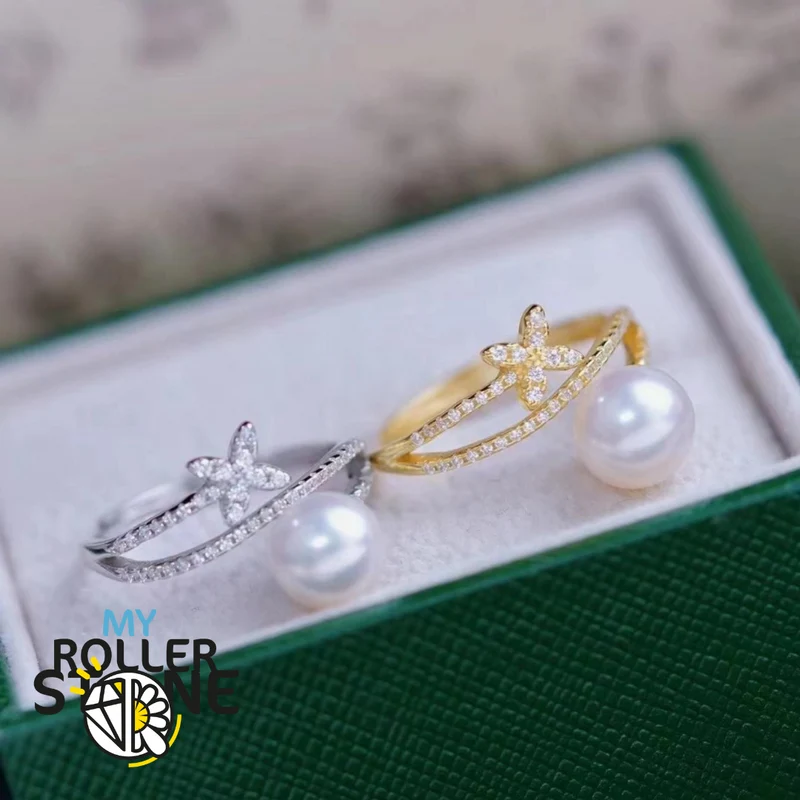Schmetterlingsring aus 925er Silber mit Zuchtperlen