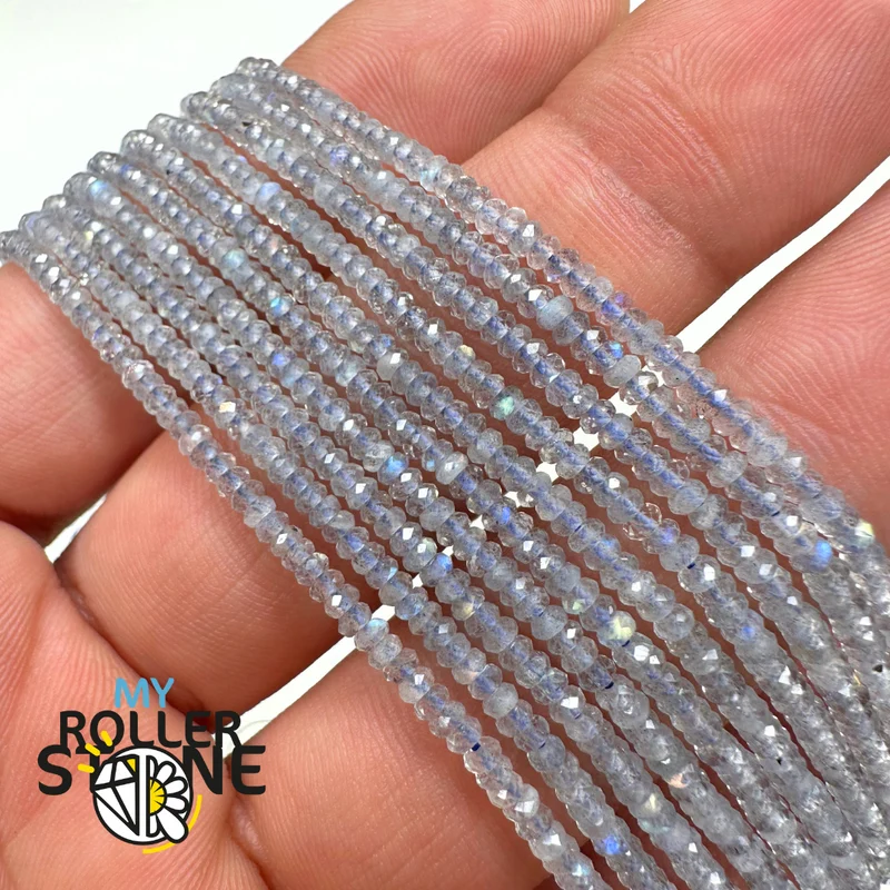 Labradorit facettierte Rondellperle 2 x 1,6 mm