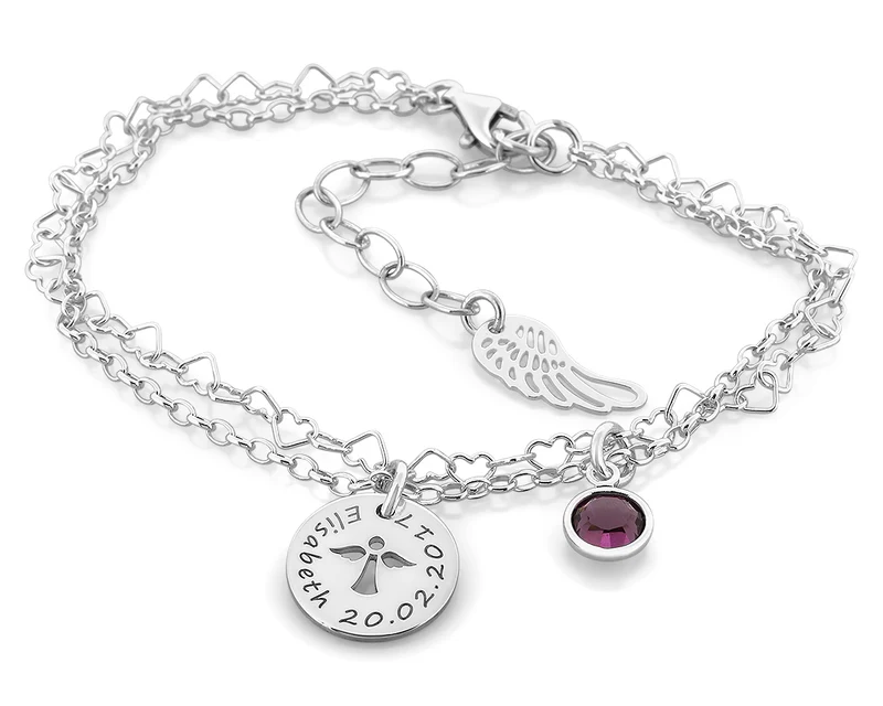 SCHUTZENGEL ARMBAND 925 SILBER MÄDCHEN GESCHENK ZUR TAUFE GRAVUR KOMMUNION