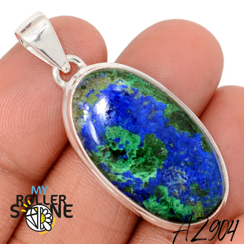 Azurit Malachit Anhänger 925 Silber AZ904