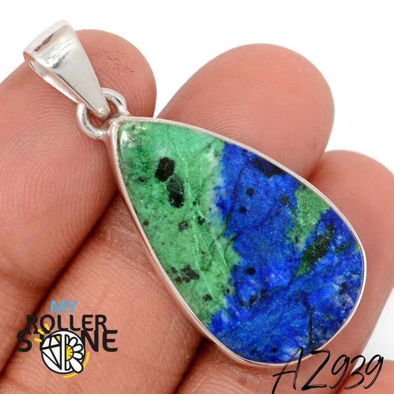Azurit Malachit Anhänger 925 Silber AZ939
