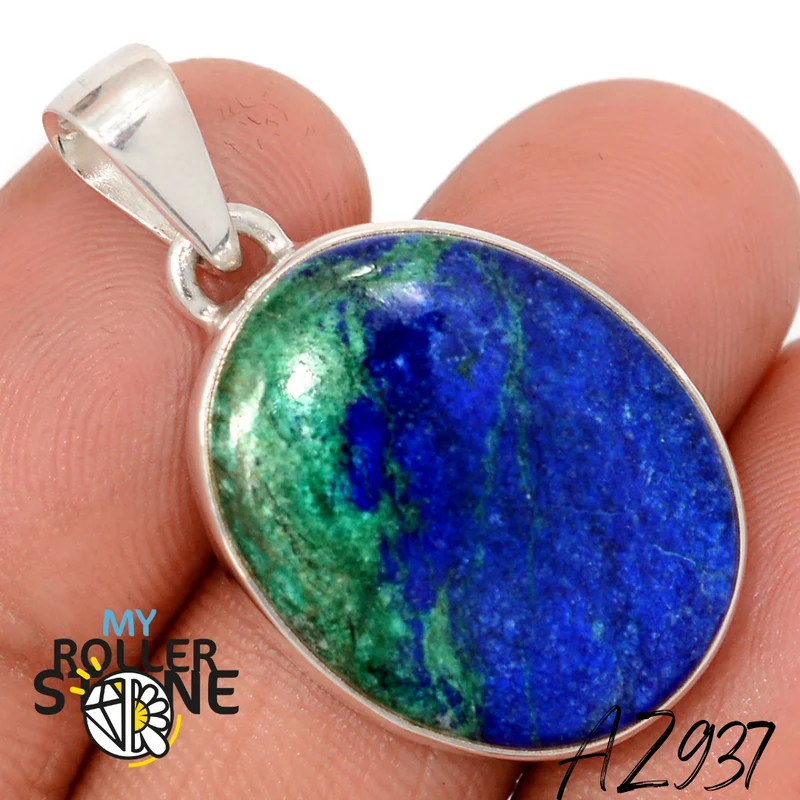 Azurit Malachit Anhänger 925 Silber AZ937