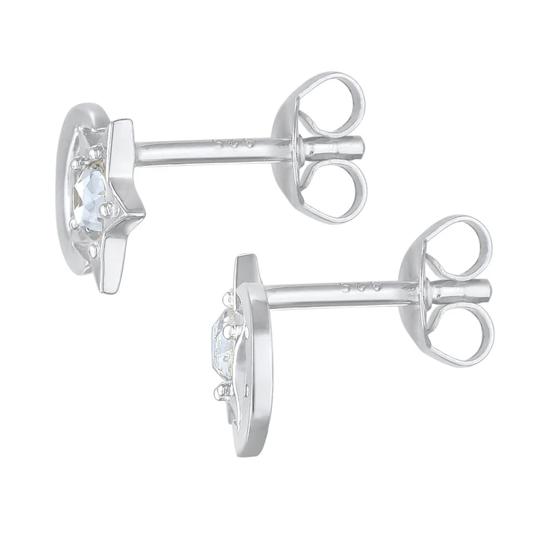 Ohrstecker Halbmond Stern | Kristall (Weiß)