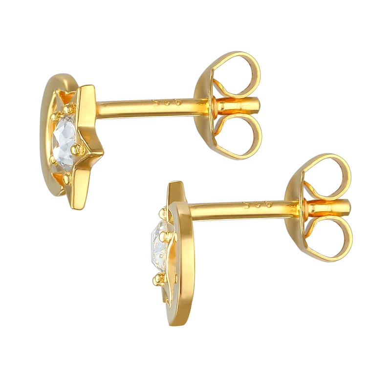 Ohrstecker Halbmond Stern | Kristall (Weiß)