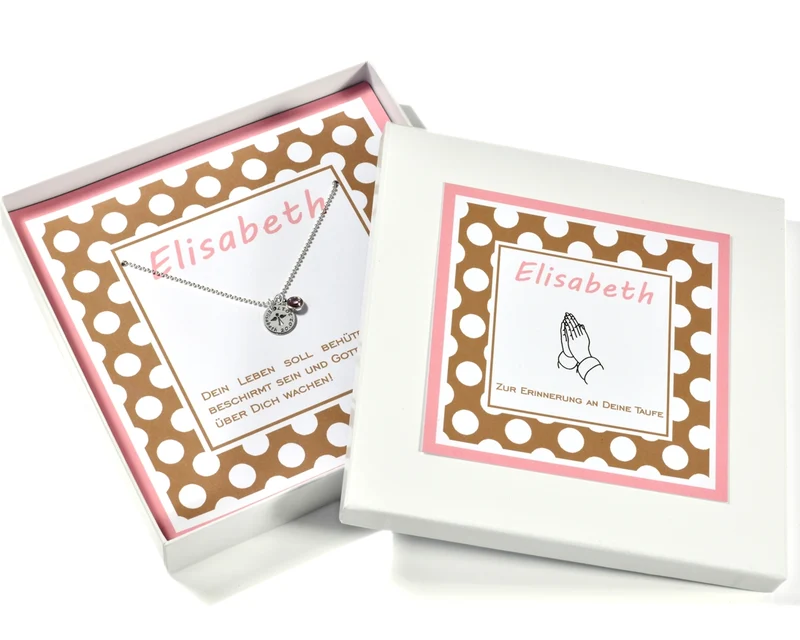 SCHMUCK SCHACHTEL PERSONALISIERT MIT KETTE 925 SILBER, ENGEL, TAUFE