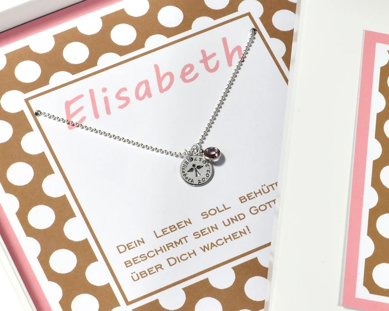 SCHMUCK SCHACHTEL PERSONALISIERT MIT KETTE 925 SILBER, ENGEL, TAUFE