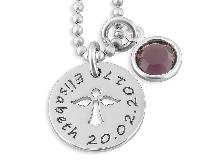 SCHMUCK SCHACHTEL PERSONALISIERT MIT KETTE 925 SILBER, ENGEL, TAUFE