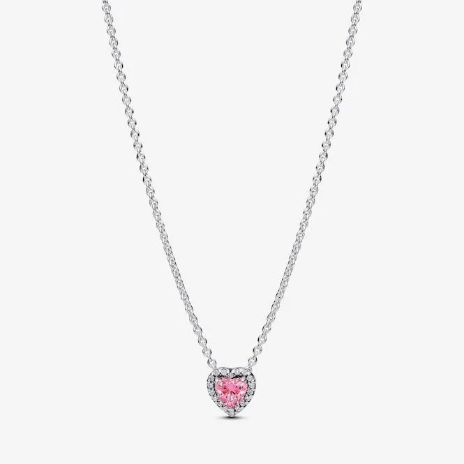 Pink Elevated Heart Necklace, 45cm