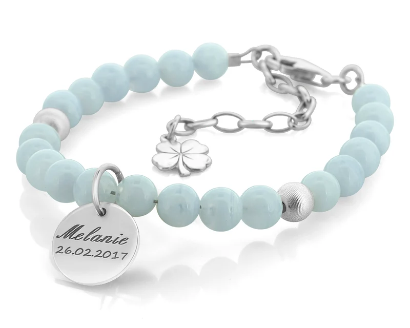 PERLEN ARMBAND MIT GRAVUR, NAMENSSCHMUCK, SILBERSCHMUCK NAMEN