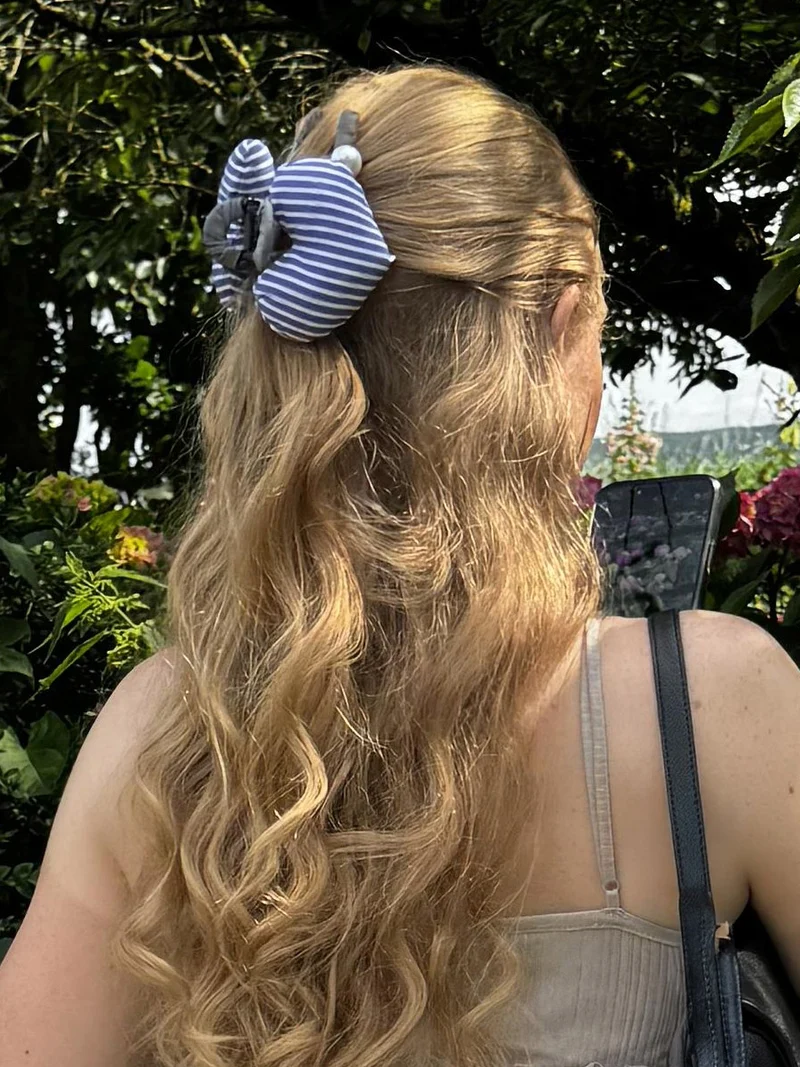 Heart Glow Navy-striped Haarklammer