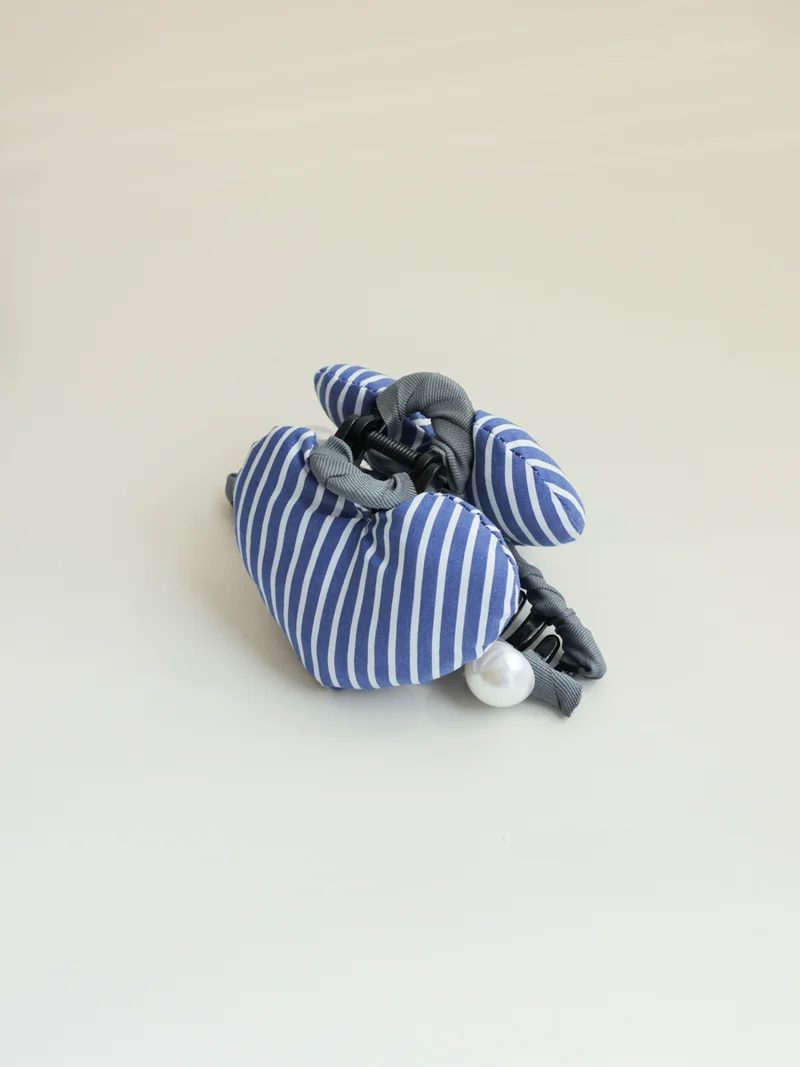 Heart Glow Navy-striped Haarklammer