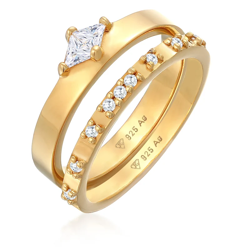Ring-Set Solitär | Zirkonia (Weiß)