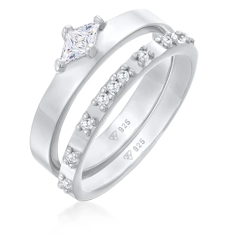 Ring-Set Solitär | Zirkonia (Weiß)