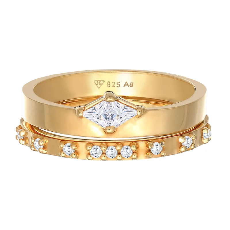 Ring-Set Solitär | Zirkonia (Weiß)