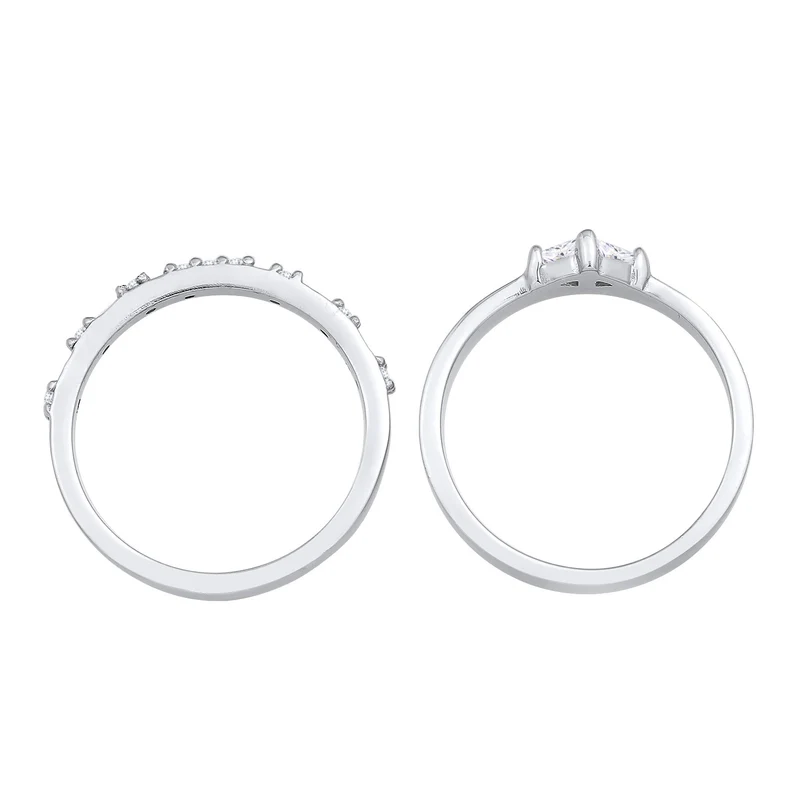 Ring-Set Solitär | Zirkonia (Weiß)