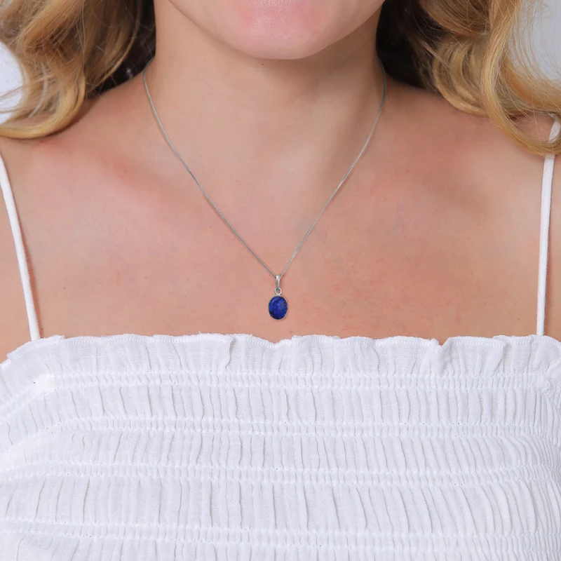 Anhänger Oval | Lapiz Lazuli (Blau)