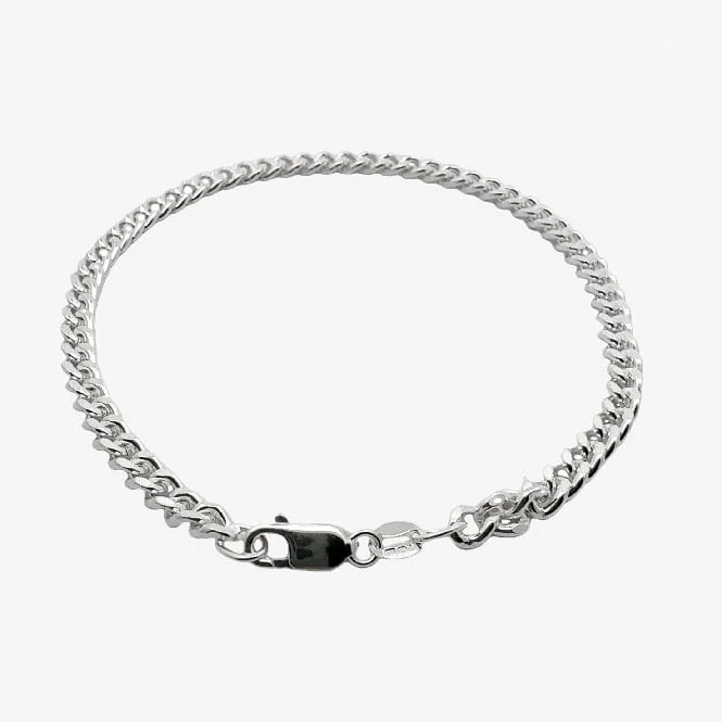 Silver Curb Chain 4mm Bracelet, 21cm