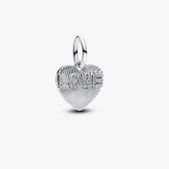 Engravable Sparkling Love Heart Dangle Charms