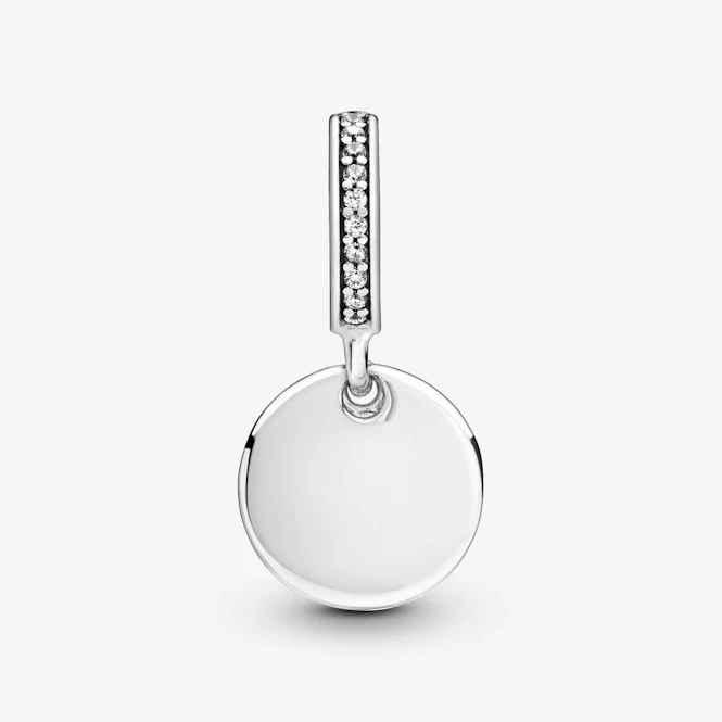 Engravable Silver Heart Disc Dangle Charms
