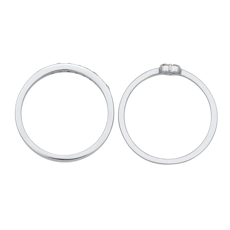 Ring-Set Memoire Herz | Zirkonia (Weiß)