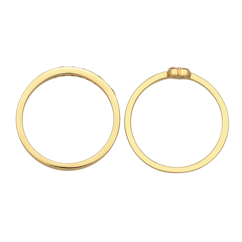 Ring-Set Memoire Herz | Zirkonia (Weiß)