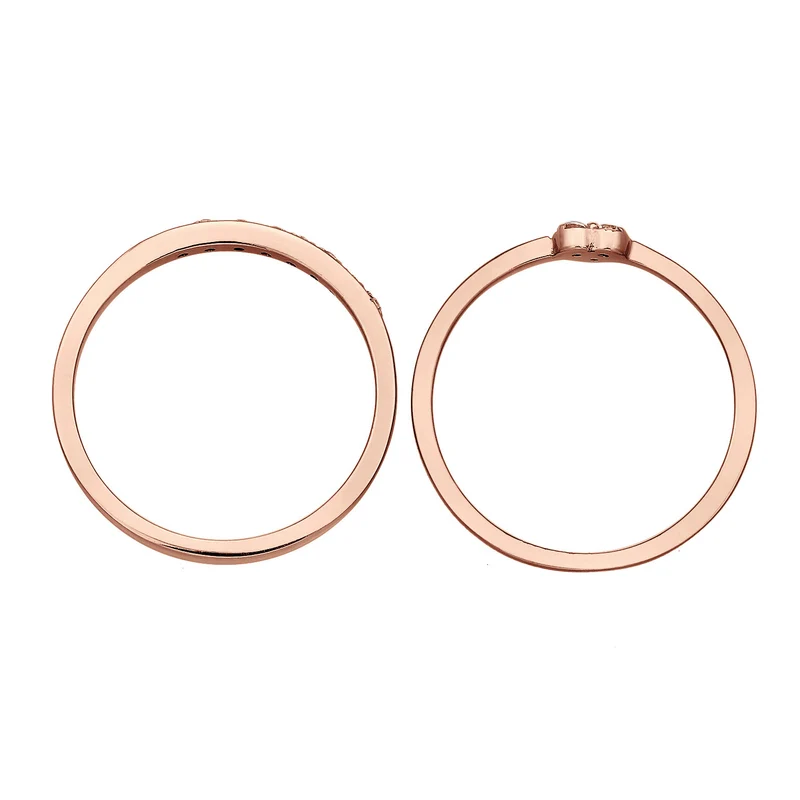 Ring-Set Memoire Herz | Zirkonia (Weiß)