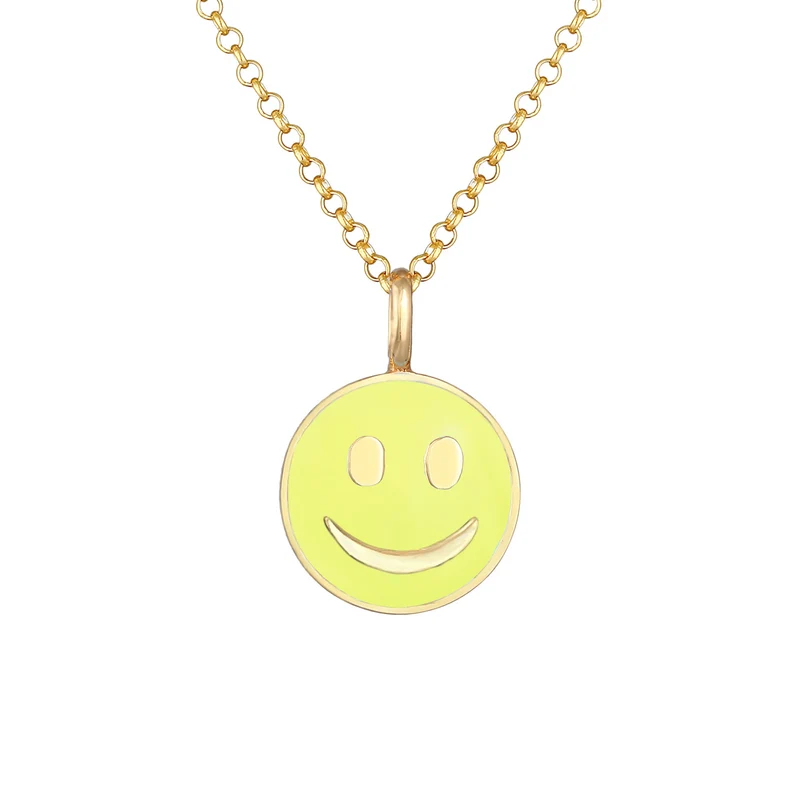 Halskette mit Smiling Face | Emaille (Blau)