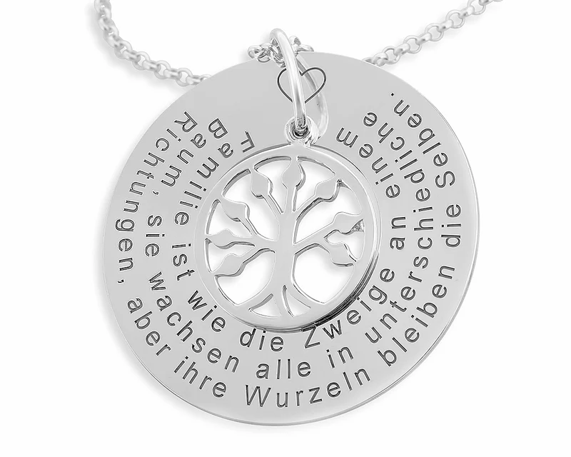 GESCHENKSCHACHTEL FAMILIENKETTE, LEBENSBAUM, SILBERSCHMUCK