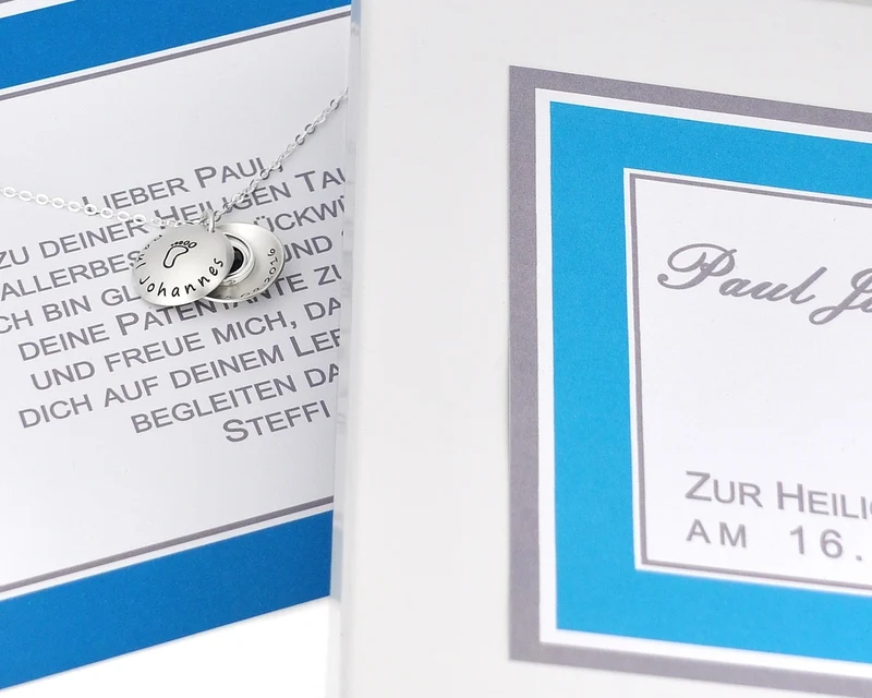 PERSONALISIERTE SCHMUCKSCHACHTEL MIT KETTE ZUR TAUFE, MIT GRAVUR