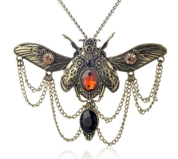 Vintage Marienkäfer Anhänger Steampunk Halskette