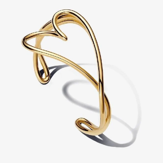 Gold Organically Shaped Heart Bangle, 17.5cm