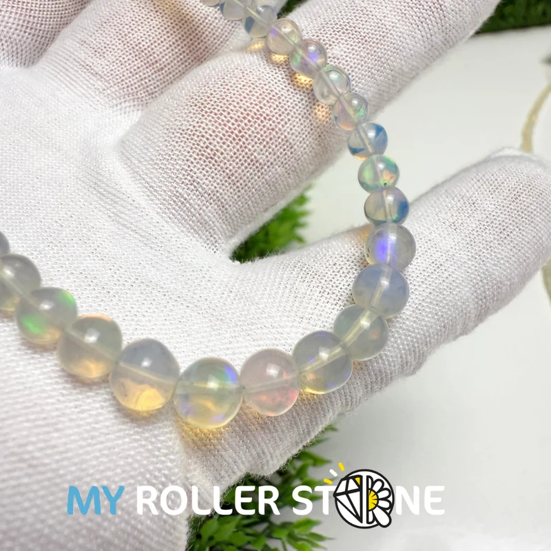 7A 3-6mm Regenbogen-äthiopischer Opal-Rundperle