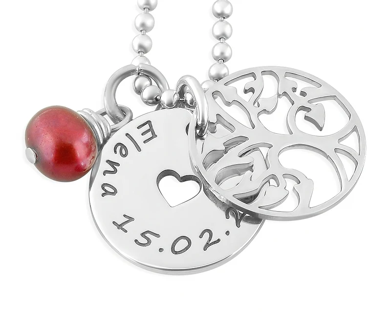 LEBENSBAUM KETTE SILBER MIT GRAVUR, TAUFSCHMUCK MIT NAMEN, TAUFKETTE BABY
