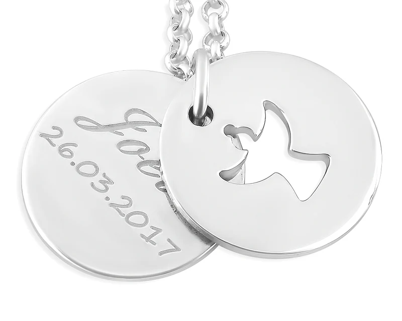 SILBERKETTE MIT NAMEN UND ENGEL, PERSONALISIERTER SCHMUCK