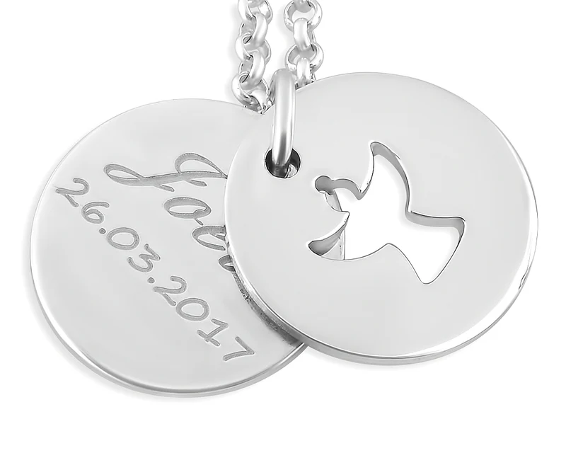 SILBERKETTE MIT NAMEN UND ENGEL, PERSONALISIERTER SCHMUCK
