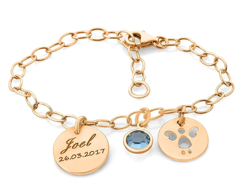 ARMBAND ZUR TAUFE ROSÉ VERGOLDET MIT GRAVUR UND ENGEL MÄDCHEN