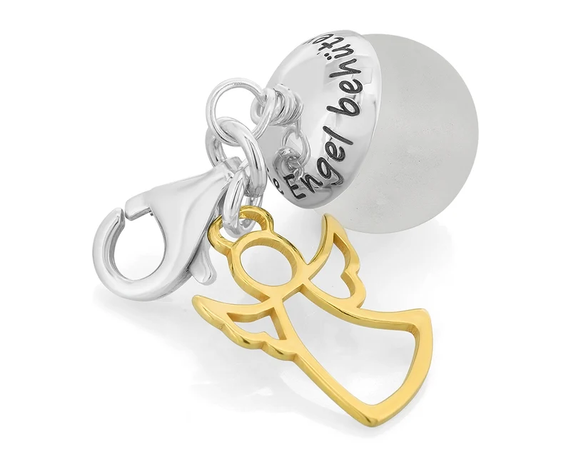 CHARM ANHÄNGER SILBER MIT PERLE UND ENGEL, SCHUTZENGEL SCHMUCK