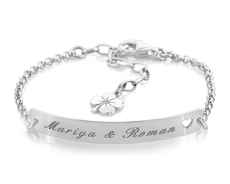 ARMBAND 925 SILBER DAMEN GRAVUR SILBERARMBAND PERSONALSIERT VERLOBUNG