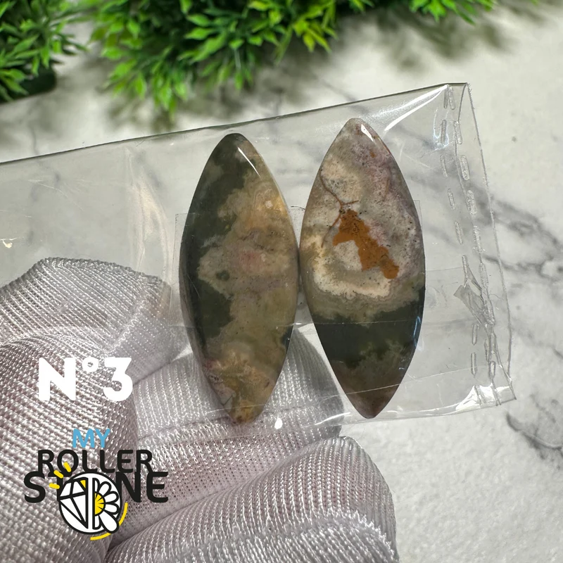 Paar Ozean-Jaspis-Cabochons
